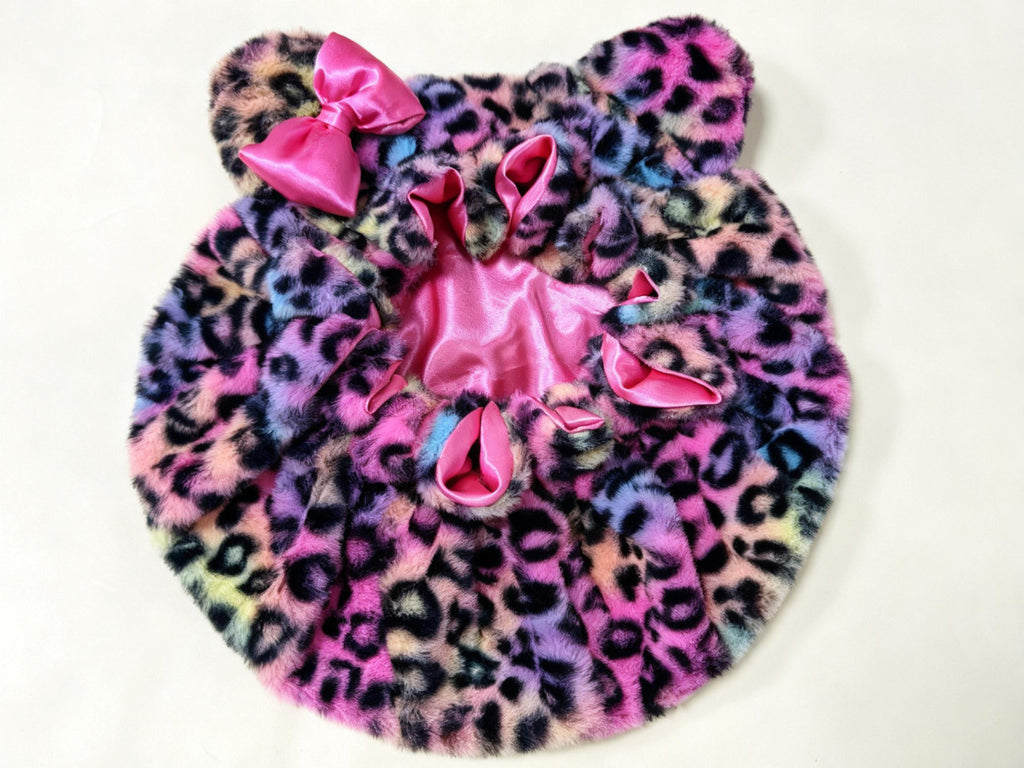 Rainbow Fur Princess Plush Bonnet