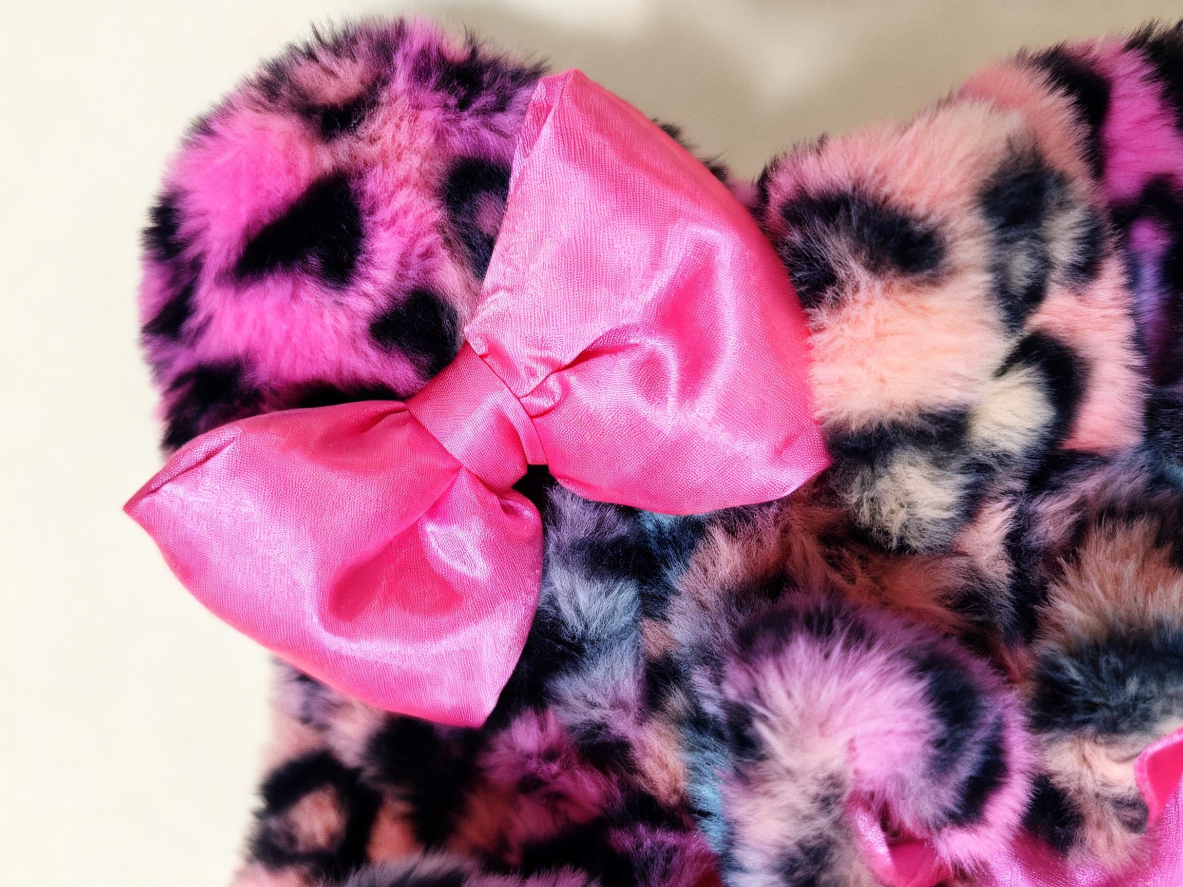 Rainbow Fur Princess Plush Bonnet