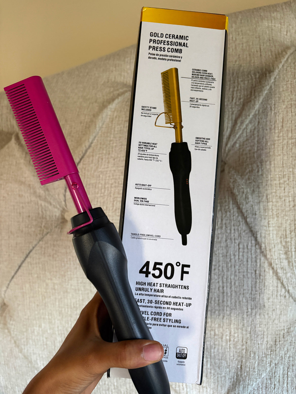 Pink Ceramic Professional Press Comb